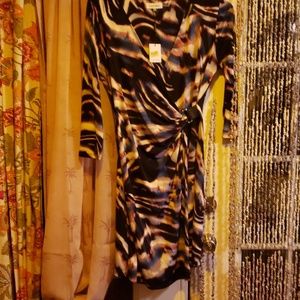 muti color dress blk, blue, orange, cream